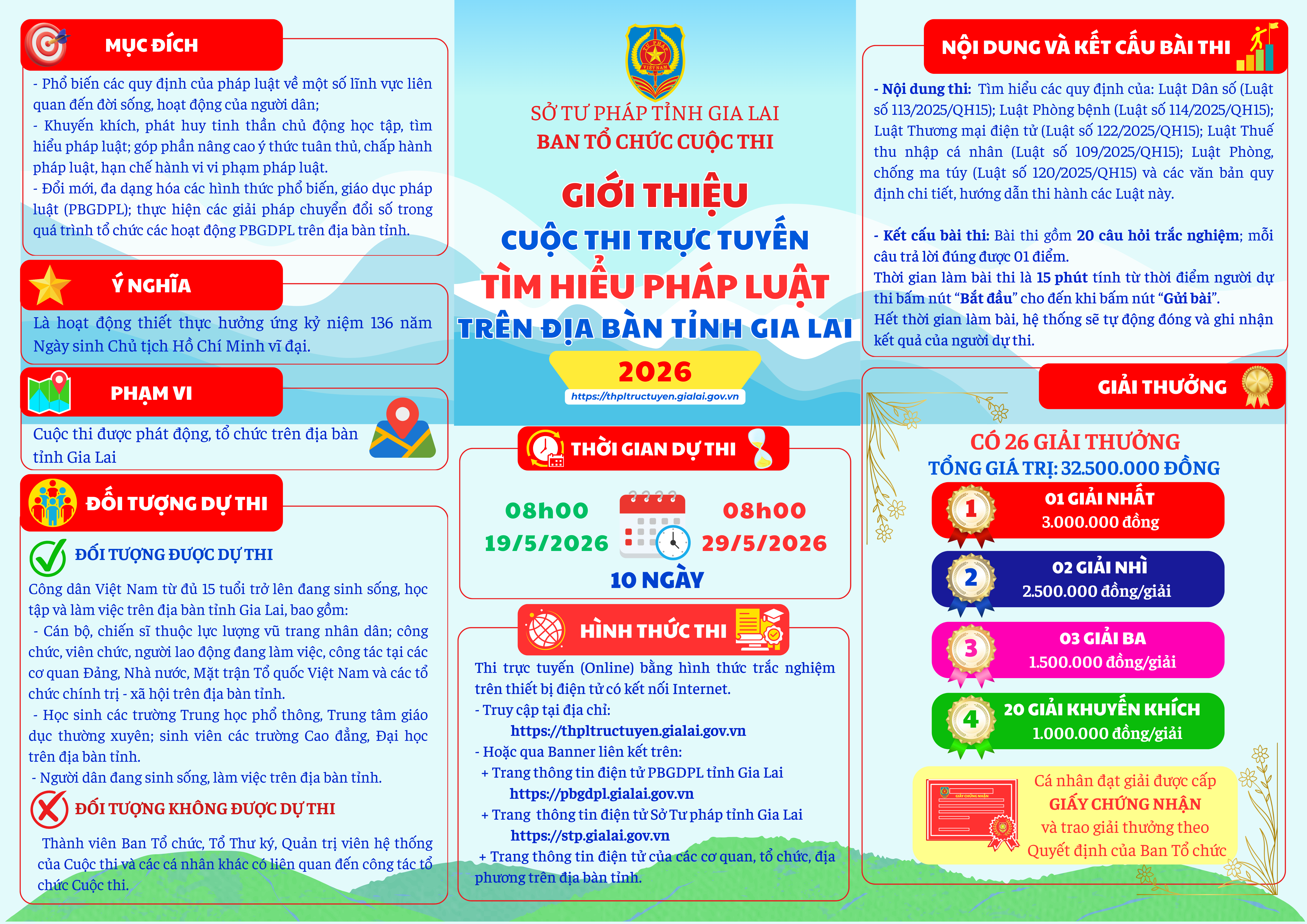 GIỚI THIỆU "CUỘC THI TRỰC TUYẾN TÌM HIỂU PHÁP LUẬT TRÊN ĐỊA BÀN TỈNH GIA LAI NĂM 2026"