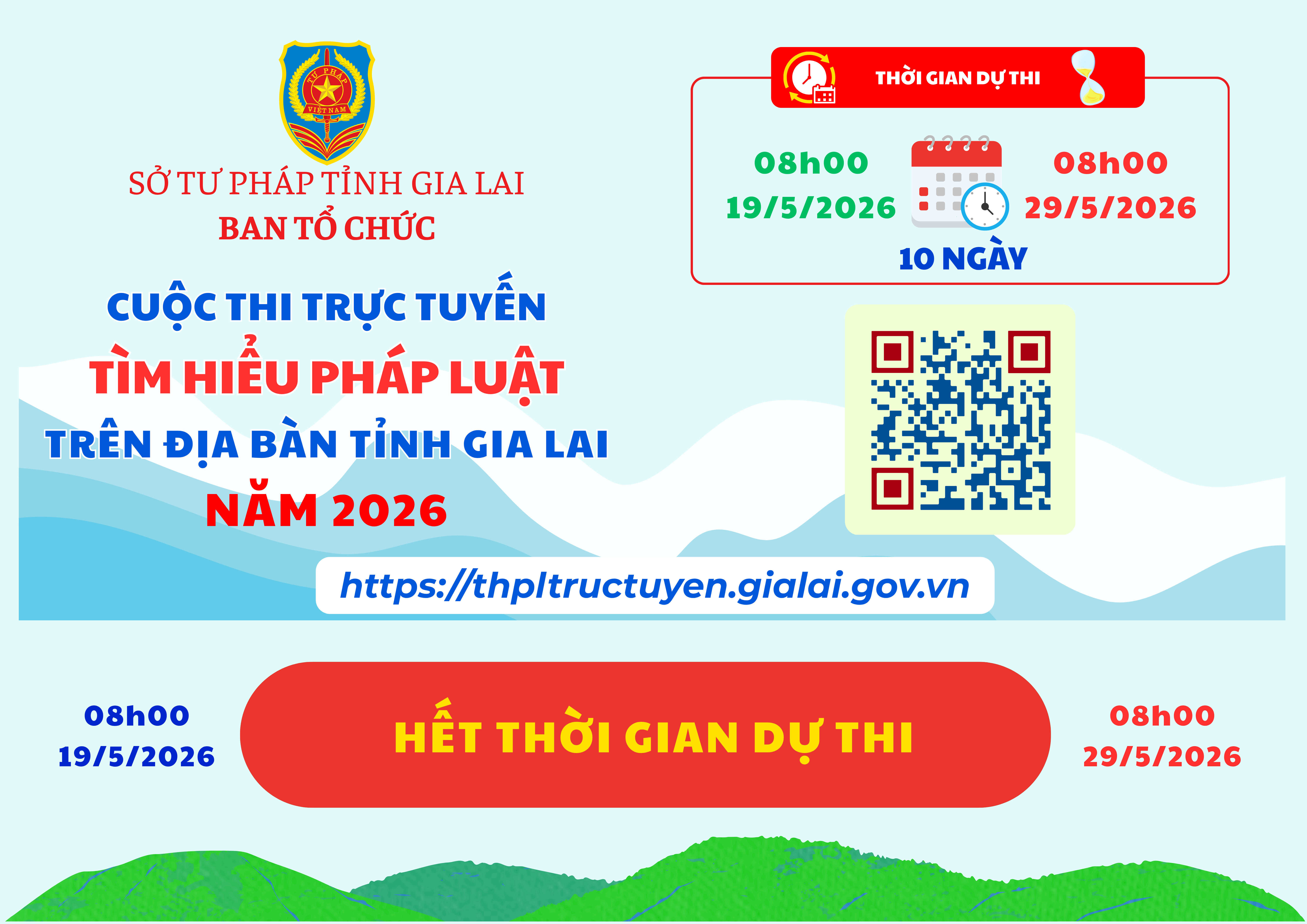 THÔNG BÁO: HẾT THỜI GIAN THAM GIA DỰ THI "CUỘC THI TRỰC TUYẾN TÌM HIỂU PHÁP LUẬT TRÊN ĐỊA BÀN TỈNH GIA LAI NĂM 2026"